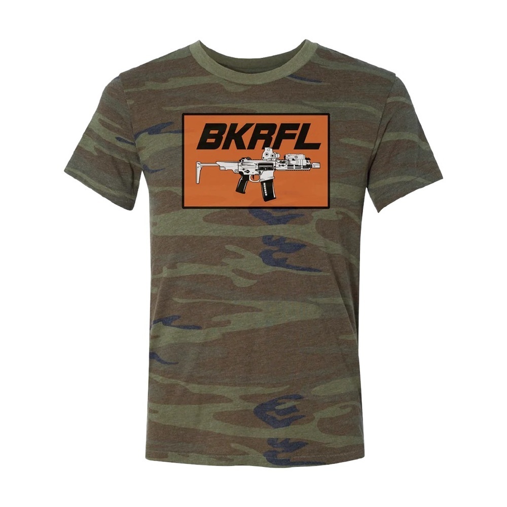 Black Rifle Coffee Woman’s Camouflage Tee with Orange Graphic - Picture 2 of 5